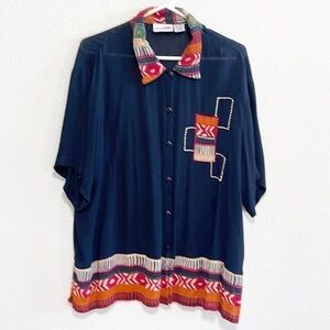 Kaktus Plus Woman Black Button Down Top Shirt Size 1X